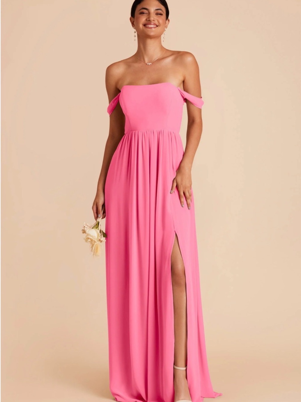 Birdy Grey Pink One-Shoulder Maxi Dress with Side Slit